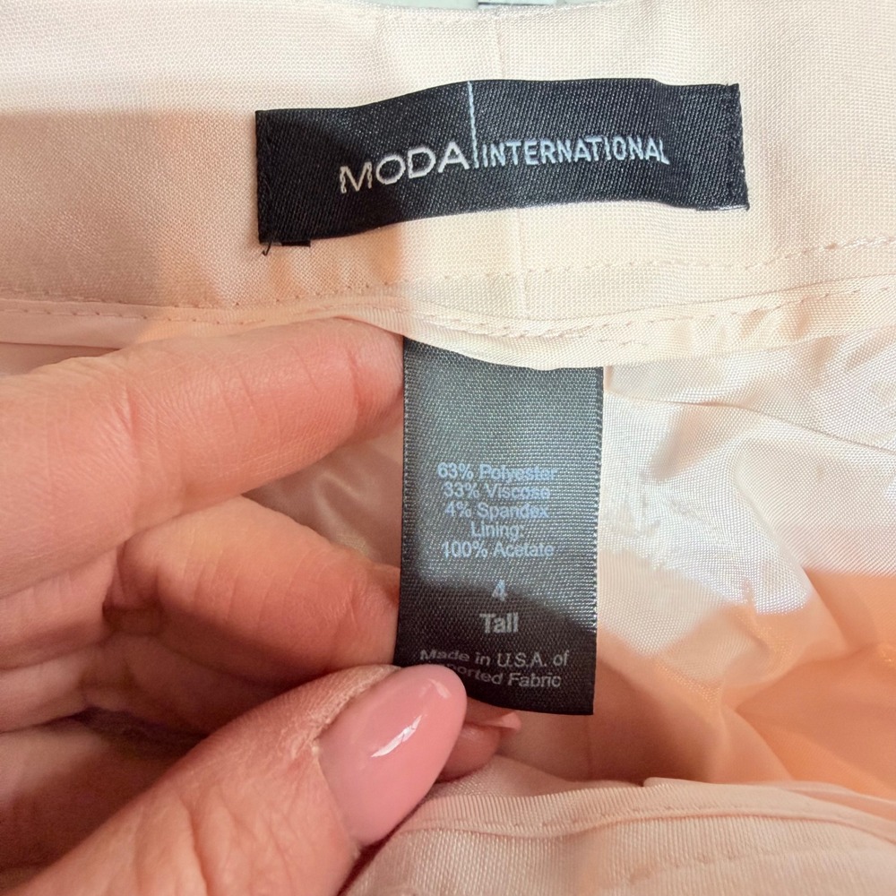 NWOT Moda International Dress‎ Pants Womens 4 Tall Pink Straight Leg  Office - Picture 2 of 9